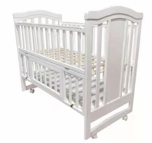 Natural Wood Baby Crib, Kids Cot with Wheels Drawers, Toddler Bed