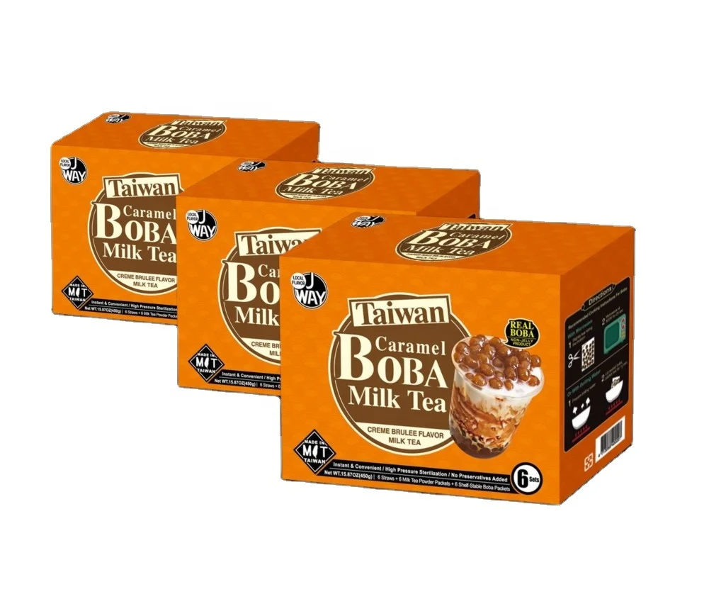 Популярный набор мгновенного приготовления молочного чая Карамель с 6 соломинками, большой черный жемчужный молочный чай
