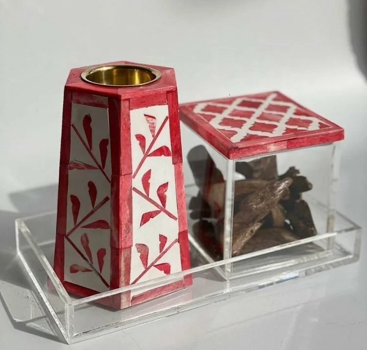 Antique Bone Inlay Bone Inlay Burner Mubkhar Bakhoor Bone Inlay Box And Acrylic Tray Quality By United trade world
