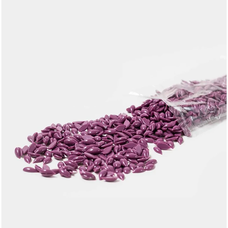 Creamy aromatic hot film wax in granules Plum 0,5 kg medium thickness with a light fruity aroma, beauty