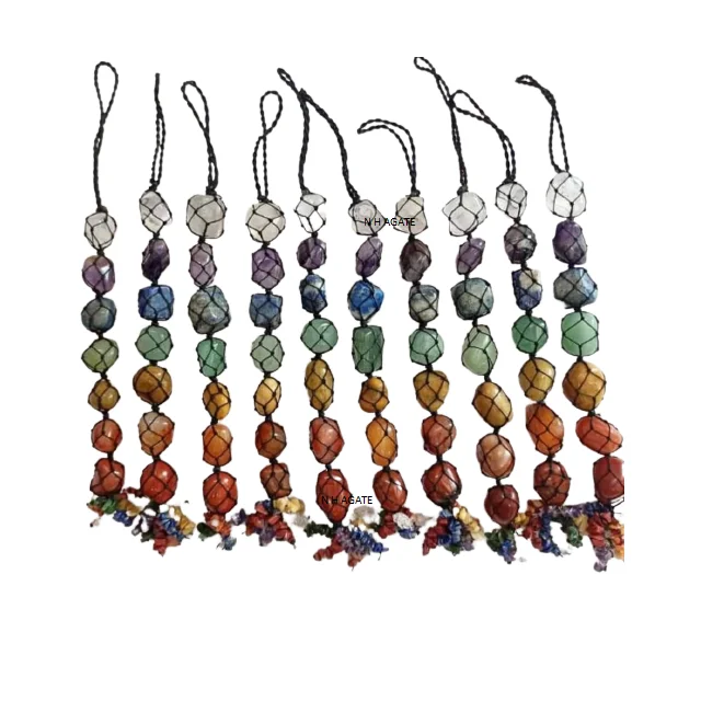 Wholesale Healing crystals Natural 7chakra tumble stone car hanging set : Buy From N H AGATE