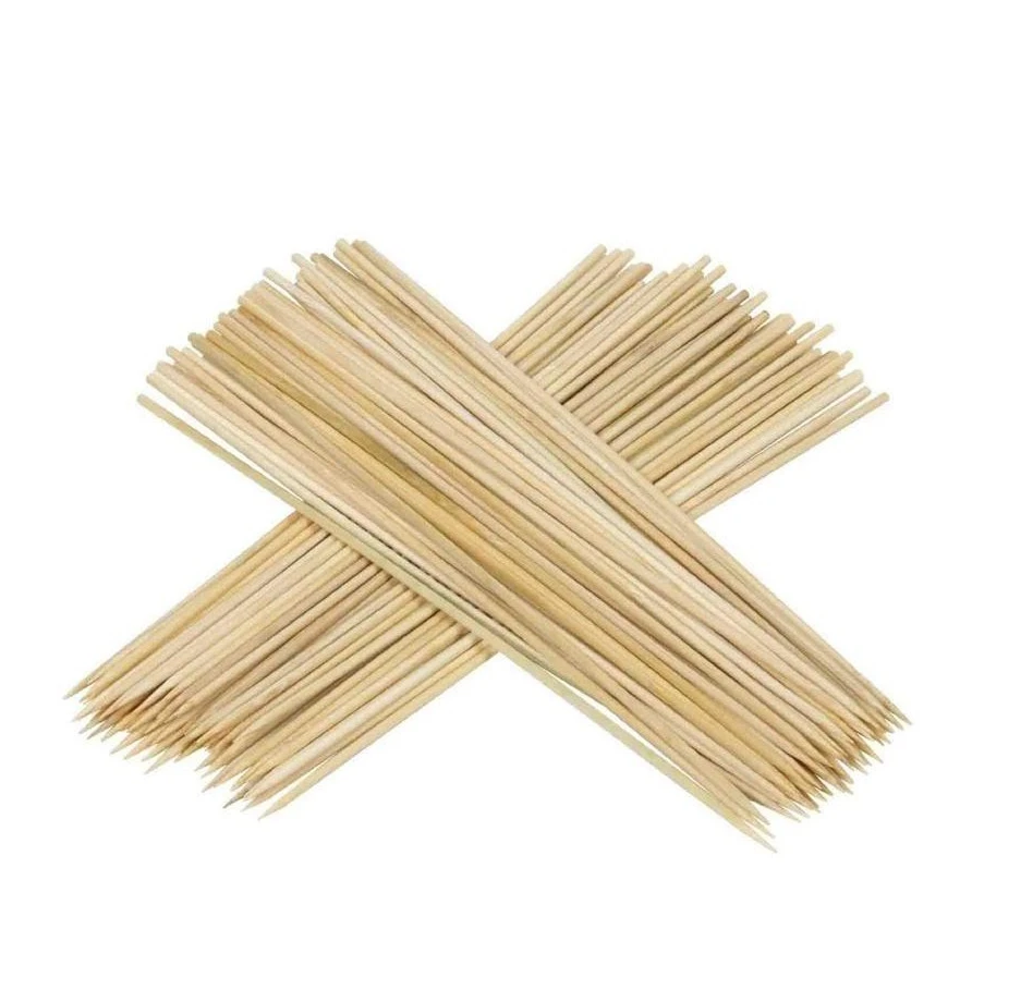Eco-friendly Bamboo Sticks Round Pattern Skewer for Barbecue and Grill Food Heat Resistance Feature Home Restaurant Use