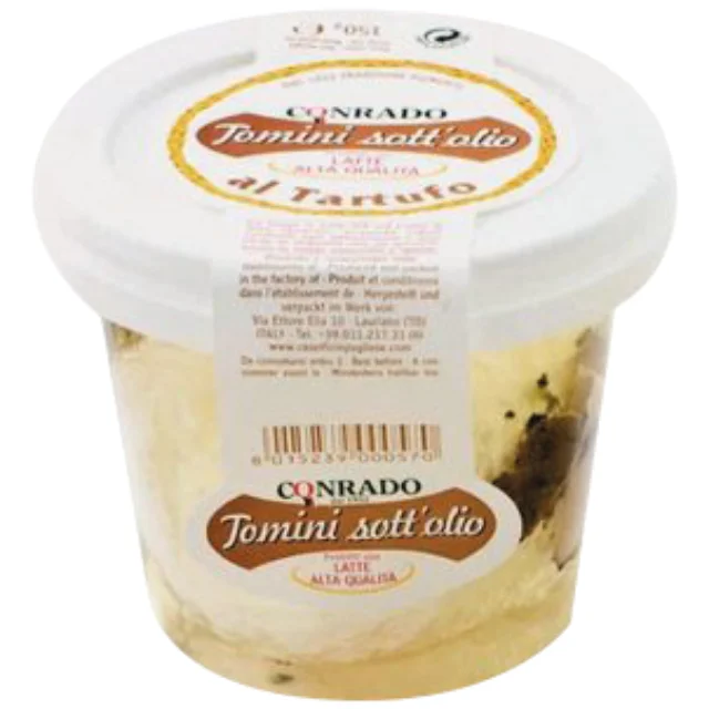 Casa radicci typical italian quality fresh tomino in sun flower oil with truffle 150 gr in truffle aromatic oil creamy cheese