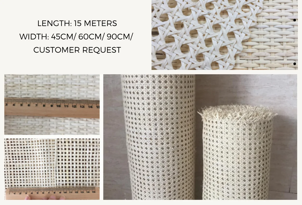Hot Sale Vietnamese Product Natural Mesh Rattan Cane Webbing Roll Custom Size For Furniture In Vietnam