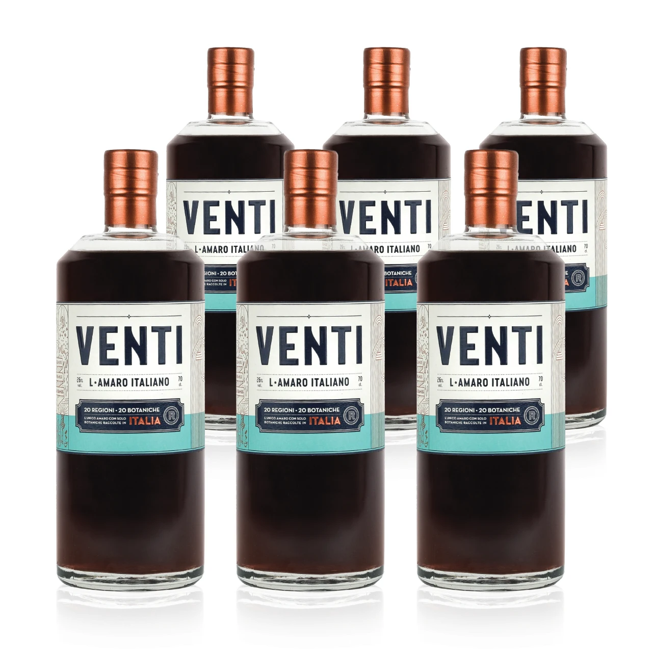 Top quality Made in Italy Bitter Liqueur VENTI case (6 bottles) for cocktail bars