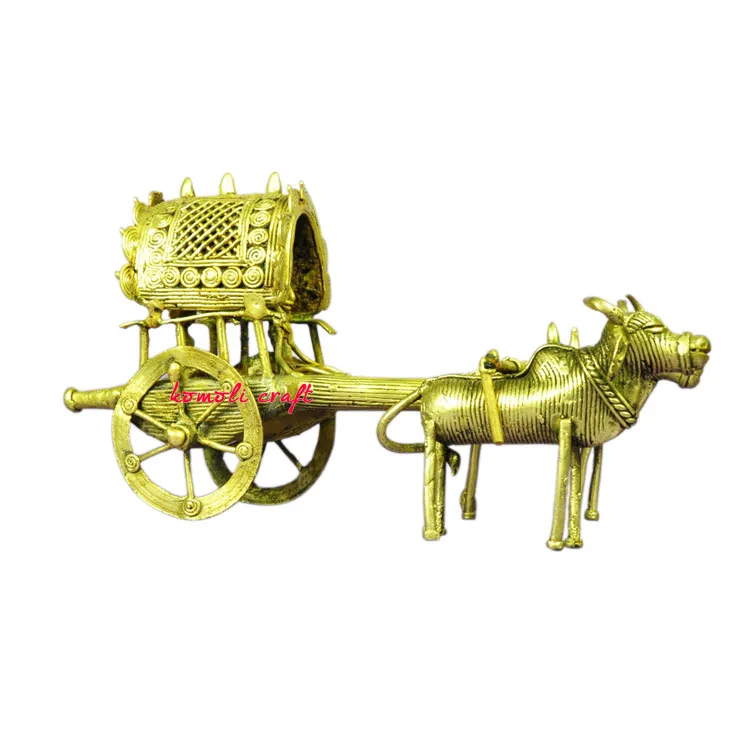 Dhokra cart miniature bronze metal sculpture for home decorative miniatures