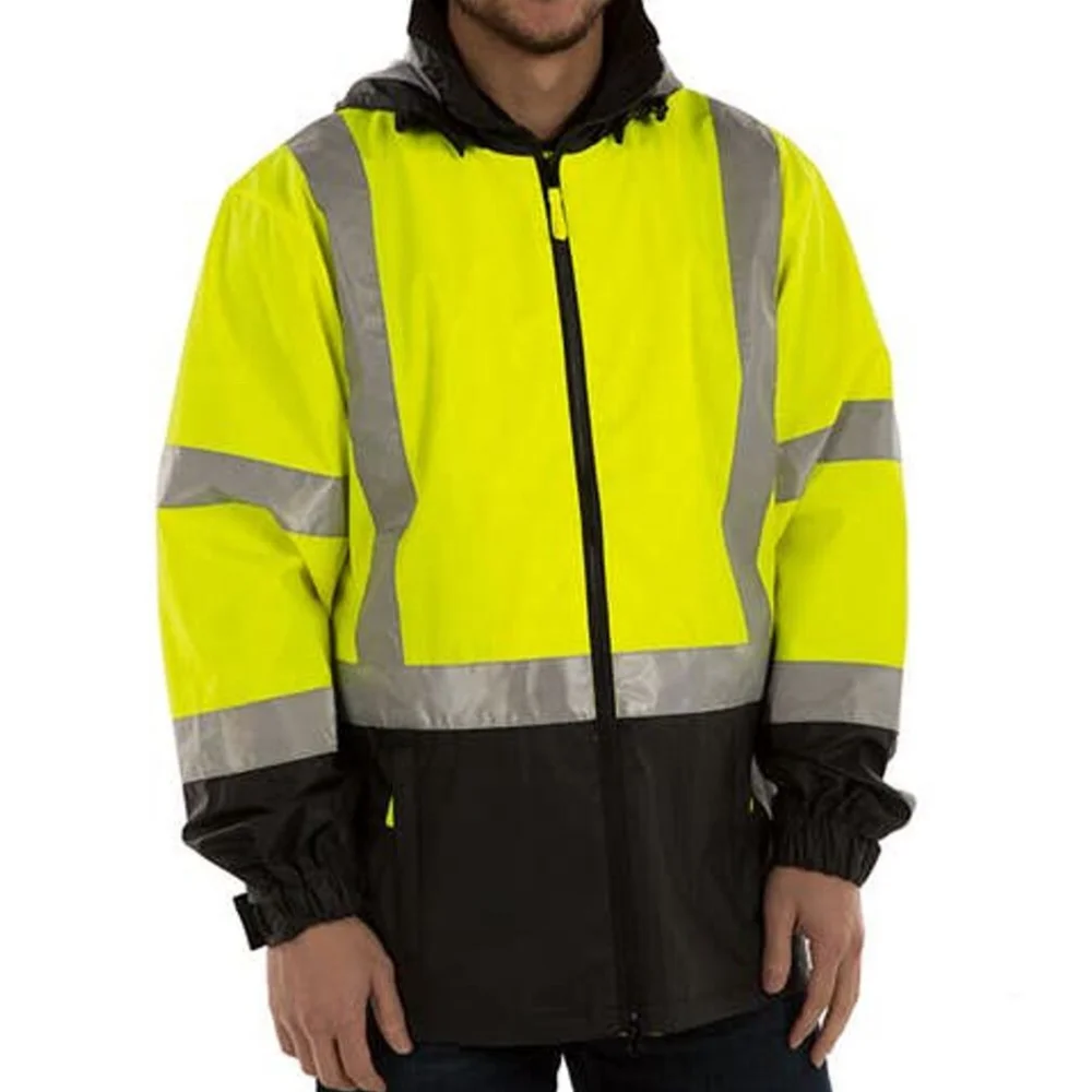 Yellow Black Color Reflective Tape Safety Softshell Jackets For Men