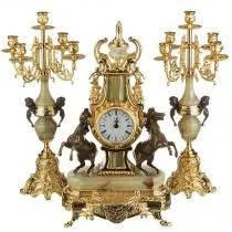 
top qualtiy italian handcrafted table desk clock with candleholder 