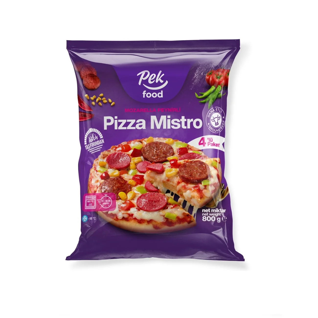 Mistro Pizza Pack Ready Frozen Baked Pizza Vacuum Bag For Restaurants And Shop from Turkey