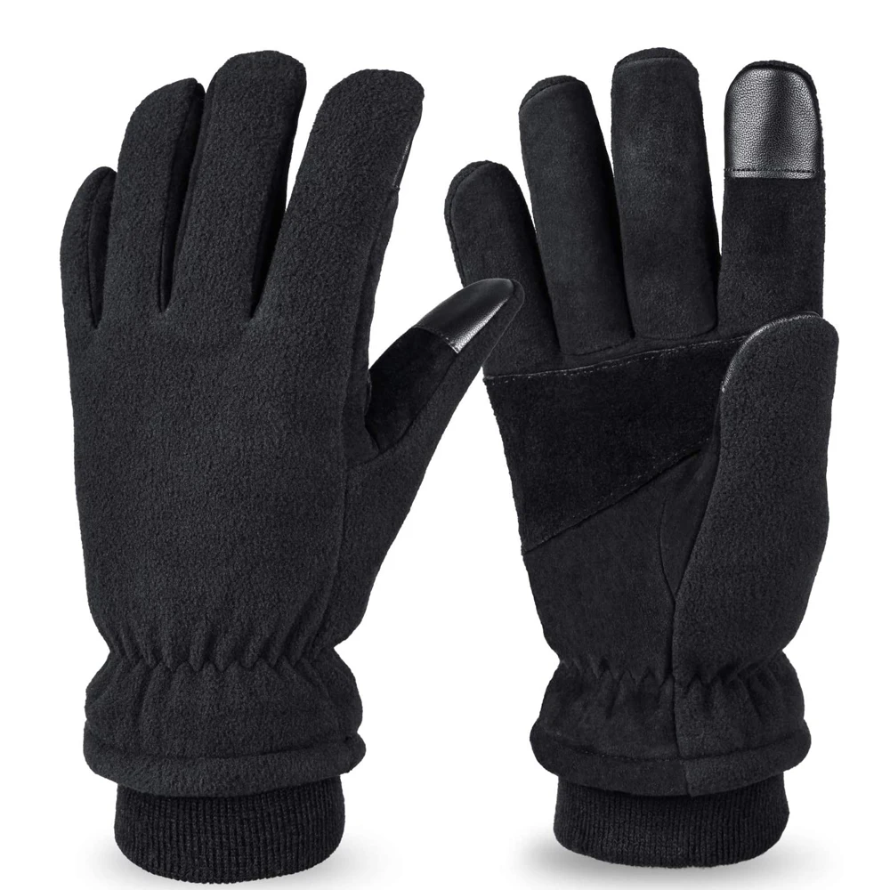 Легкие зимние термоперчатки, защищенные от холода теплые флисовые с изолированным хлопком для вождения