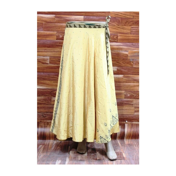 Women silk sari Swim Wrap Skirt Floral Printed long skirt for Arab batik Thai boho adjustable women wrap skirt