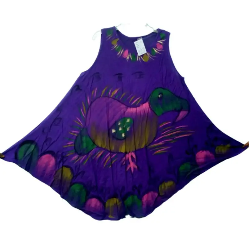 Reasonable Price Umbrella Dresses Factory Supply Brush Print Woman Loose Beach Dress Standard Quality Sleeveless Boho Dress