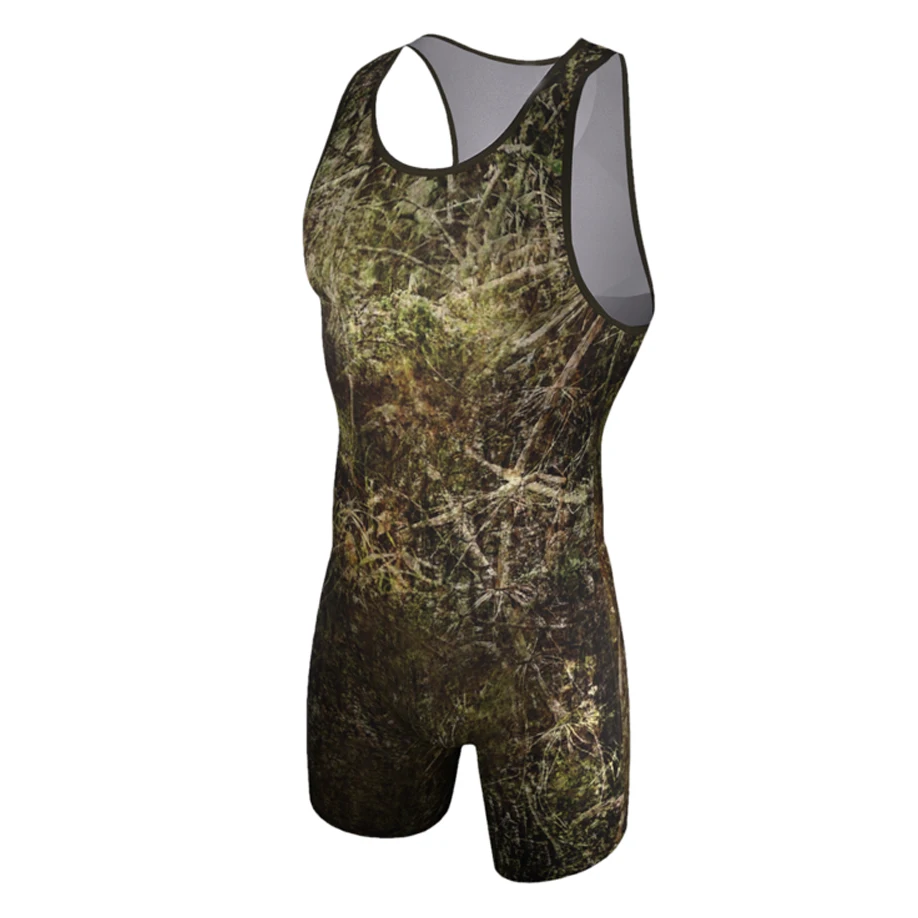 Men Wrestling Singlet Top Quality Allover Printing Sublimation Custom One Piece Bodysuit Singlet  with logo and number