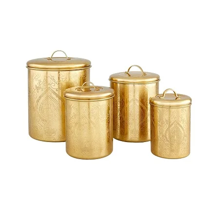 Gold polished Tin Canister set of 4