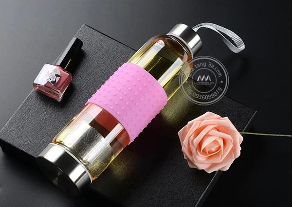 
Hot selling glass tea bottle glass water bottle with tea infuser with logo for promotional gift 