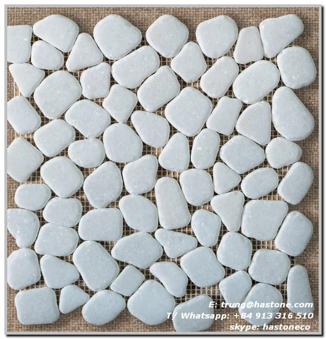 Crystal white cobble tumbled Marble mosaic tile