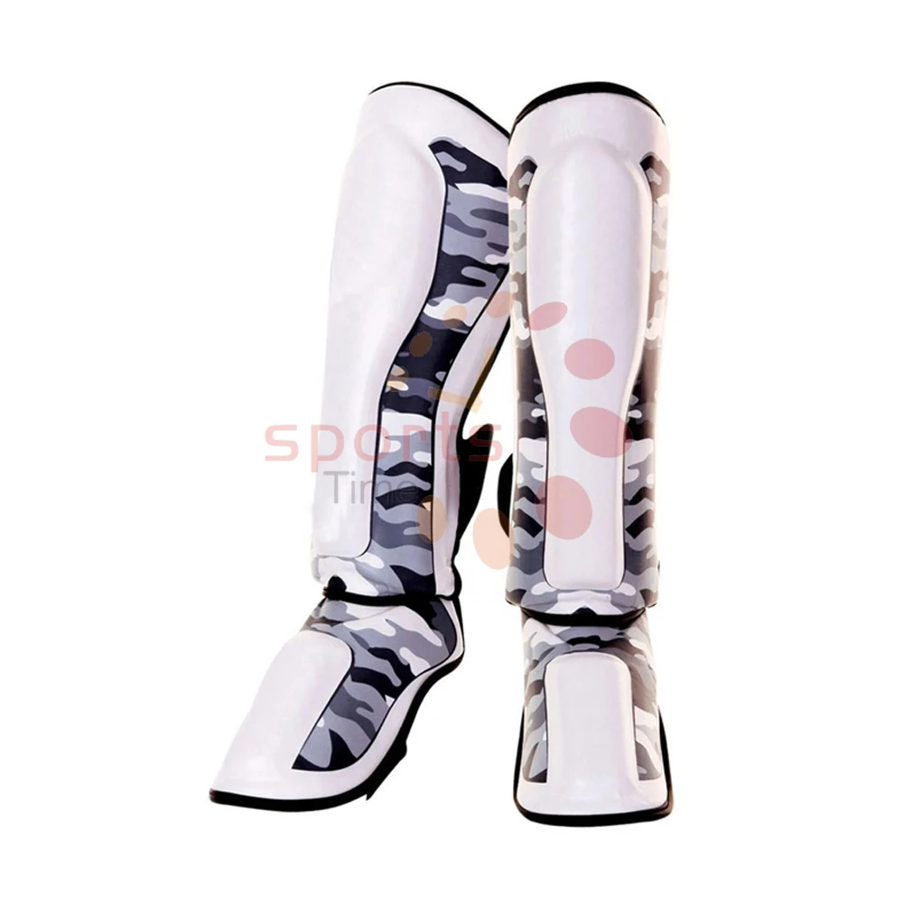 Top Quality Sports Safety Leather Shin Guards For Muay Thai Kick Boxing Sparring Training Fighting Men Shin Guards Protector