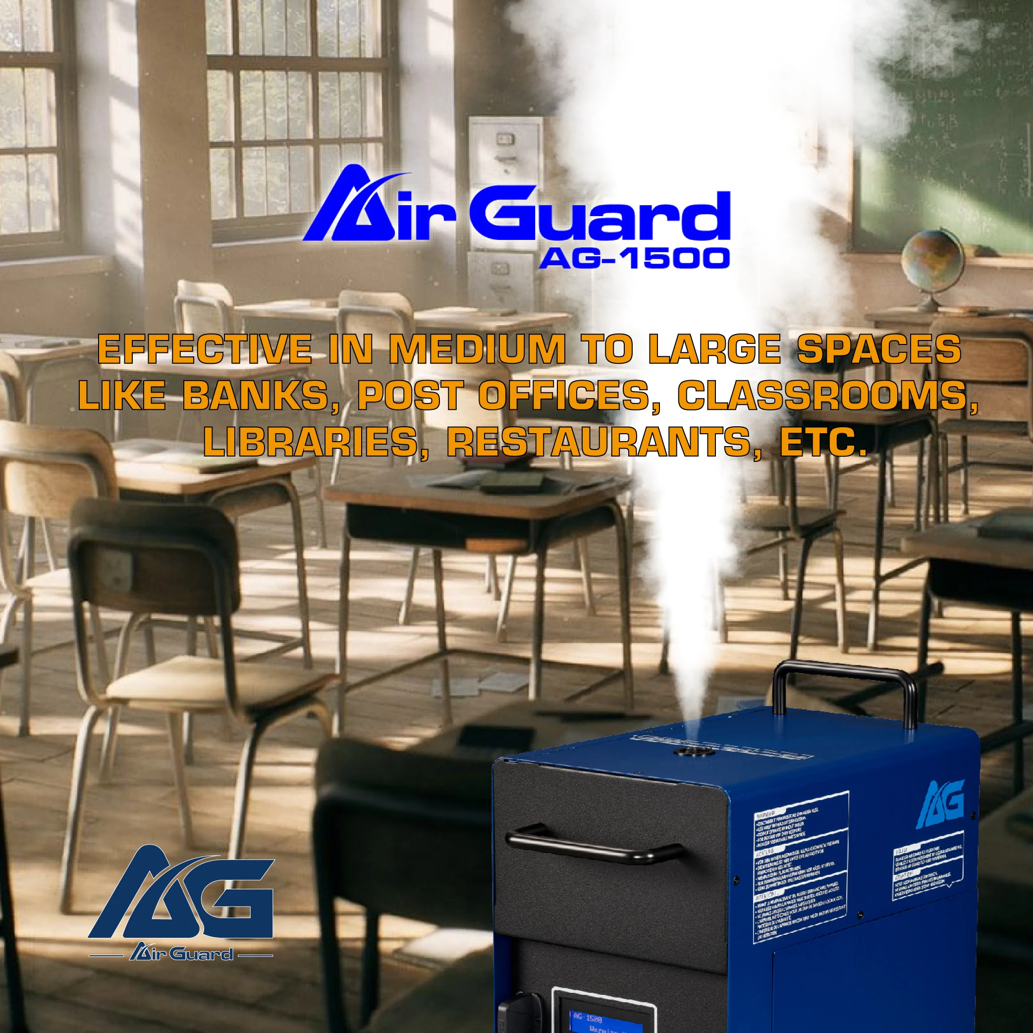 Новый профессиональный противовирусный 1200-1500 Вт, Тайвань, хорошее качество, синяя машина для стерилизации воздуха, противотуманная машина, вапорайзер