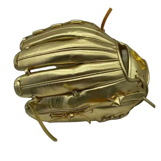 Gold leather custom pitcher baseball gloves softball
