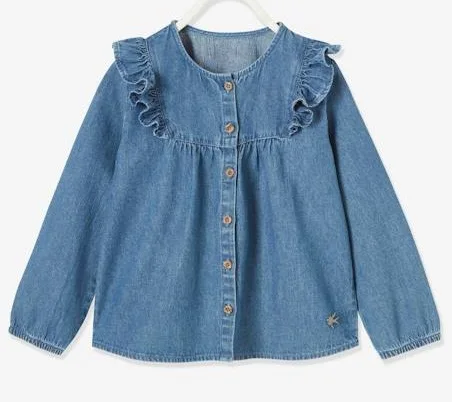 
Denim Jeans Shirts And Tops Export Oriented For Baby Girls From Bangladesh casual fashion full sleeve girls shirts 