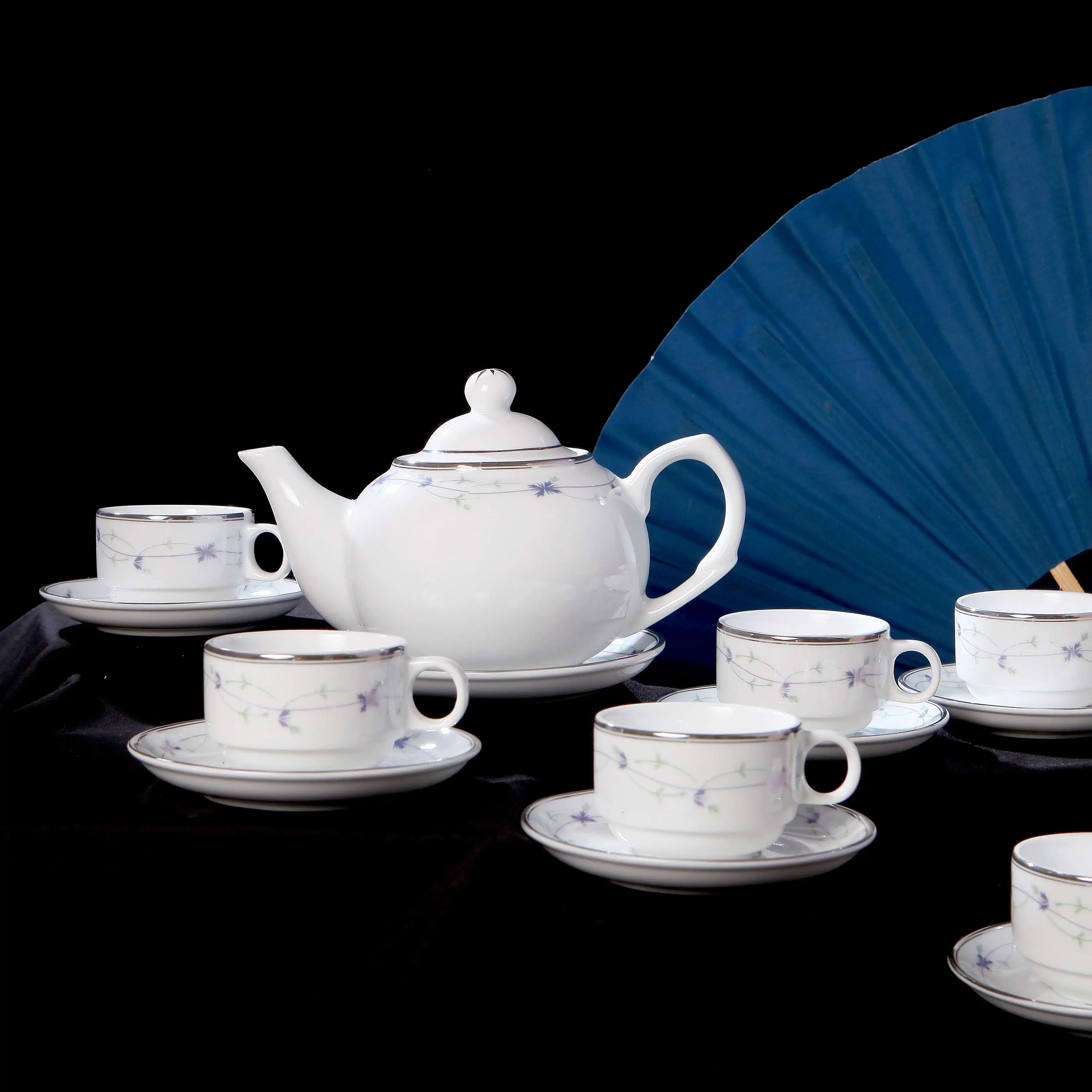 OEM [Best Sale] Creeper floral oval tea set high quality for restaurant & hotel from Long Phuong manufacture