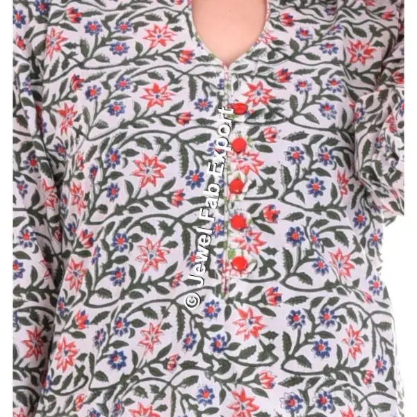 Women Printed Cotton Blend Straight Kurti With Pant Women Dress Set Handmade Summer Wear Indian Ethnic Top Tunic Bottom Pant