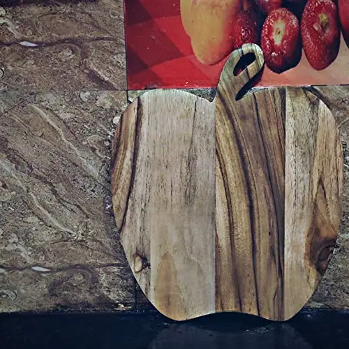 Двухцветная разделочная доска из тикового дерева в форме яблока реверсивная для сыра/разделочной доски Разделочные Блоки кухонный инструмент ручной работы Индии