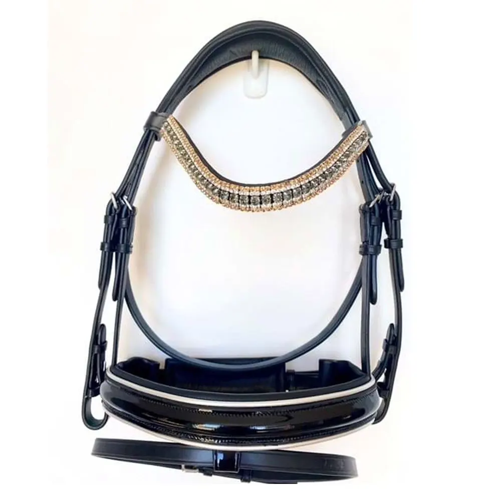 Новая уздечка для лошадей из коричневой и черной кожи