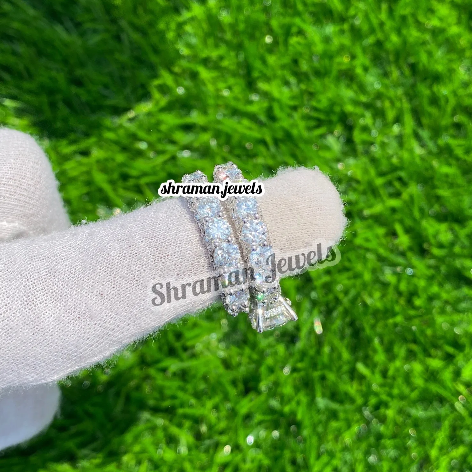 14K Solid 18K White Gold Wedding Eternity Ring VVS Moissanite Diamond Iced out Couple Rings Engagement Wedding Ring for Her