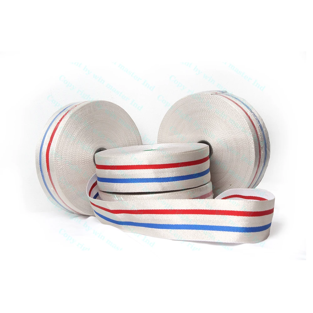 High quality red blue white ribbon striped 100% Polyester silk webbing material custom ceremonial medal ribbons