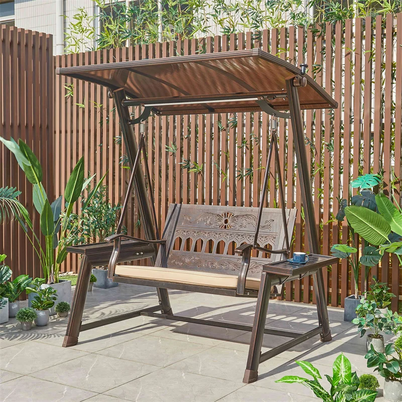 Уличная мебель оптовая продажа алюминиевые качели для сада отдыха балкона металлические 2 сидений Панама патио взрослых