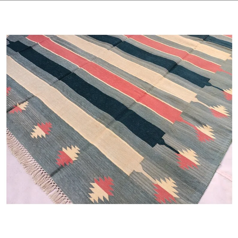 Indian Wholesale Handmade Textile Home Living Room Decorative 100% Natural Cotton Floor Carpet Kilim Throw Mats Beach Woven Rug