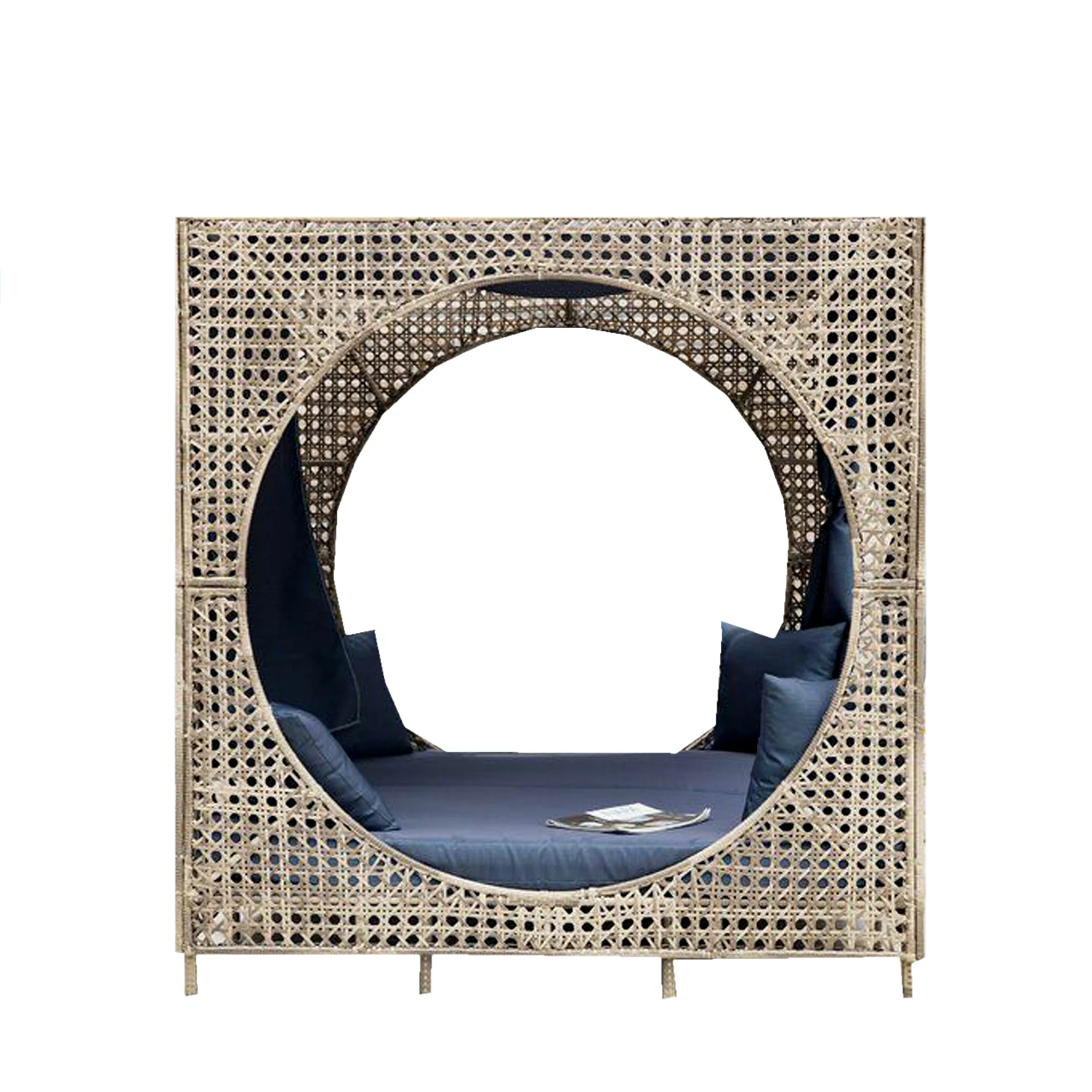 patio garden furniture rattan wicker leisure aluminium rattan outdoor garden lounger daybeds with canopy