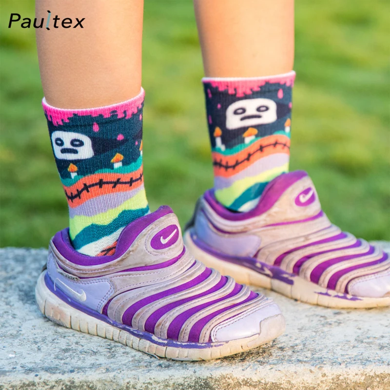 OEM Halloween Pumpkin Colorful Fun Happy Socks for Kids