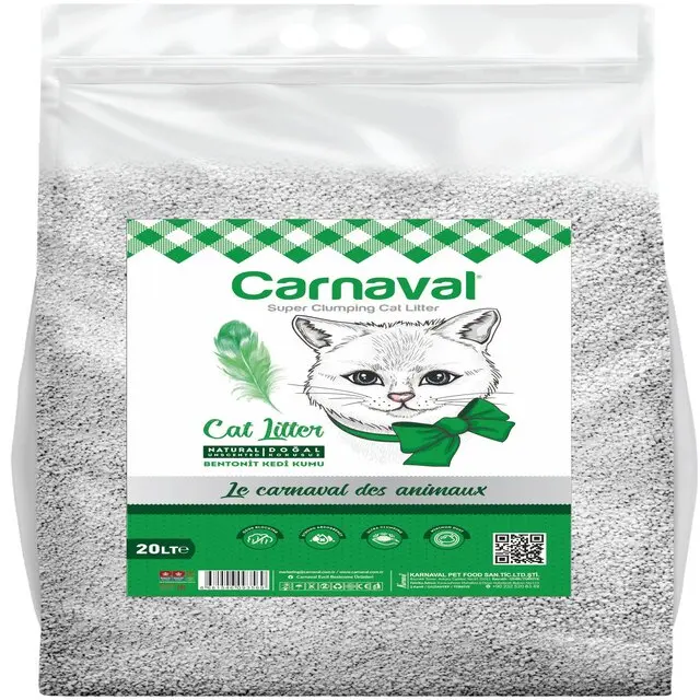 Unscented Super Clumping Cat Litter For Pet Cat 0,6-2,25 Mm (20 Lt )