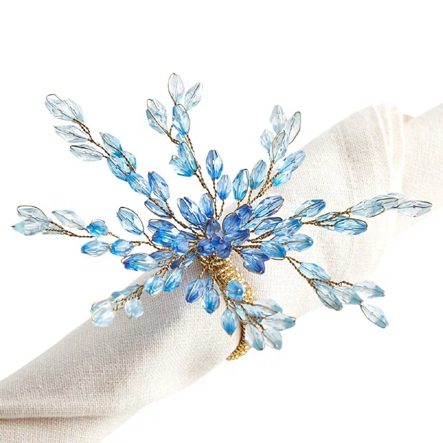 Wholesale Acrylic Napkin Rings with Plastic Color Beads Flower for Table Decoration in Wedding Party at Low Price & MOQ
