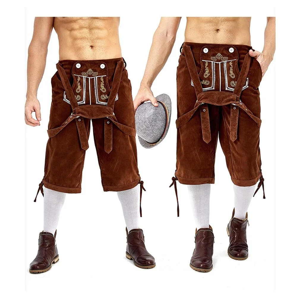 Немецкий костюм Lederhosen на Октоберфест для пива Хэллоуина баварского карнавала вечеринки роскошные подтяжки косплея шорты