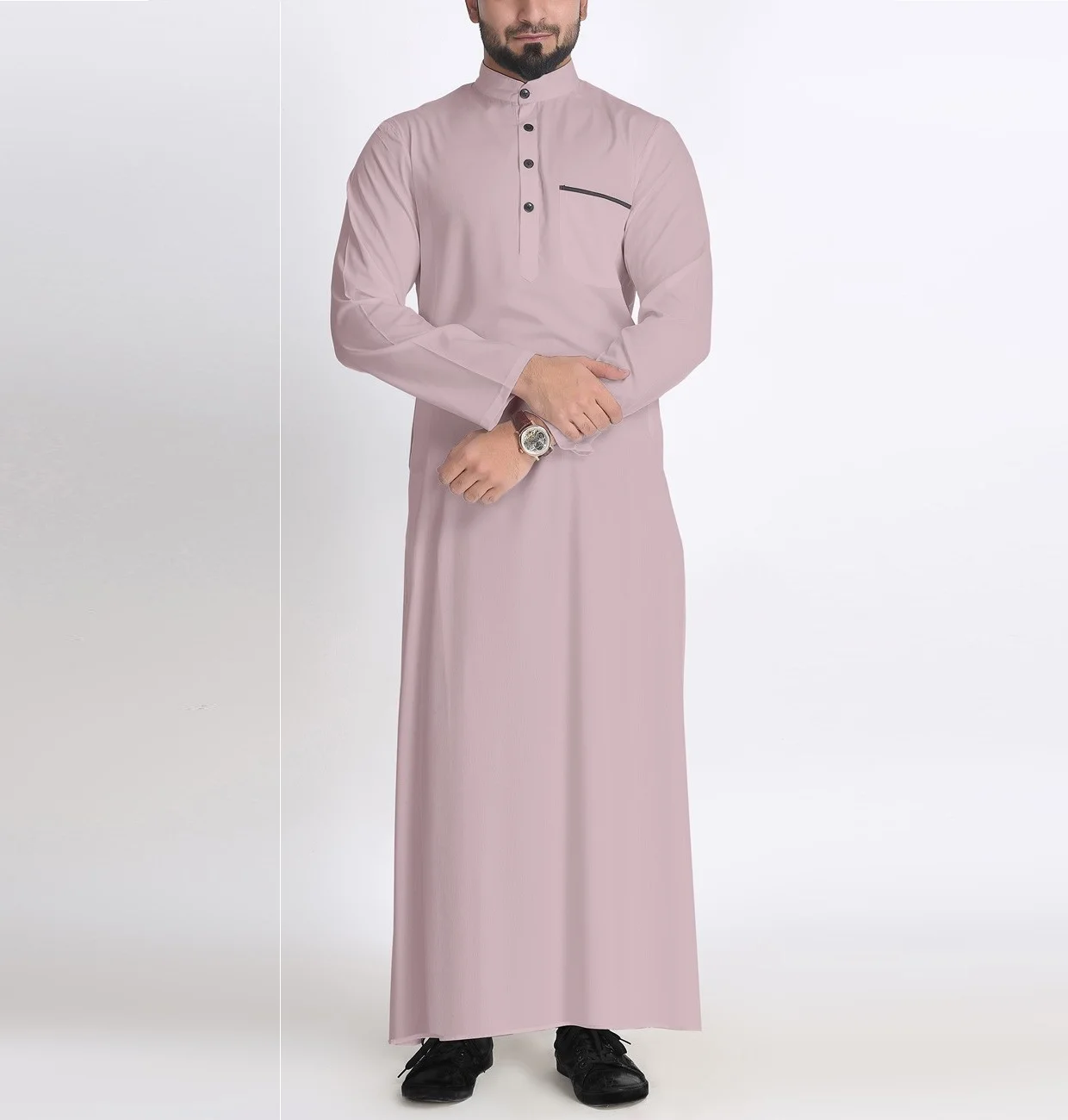 Hot sale casual wear Dubai thobe with hood muslim thobe for 2024 men custom made breathable men thobe