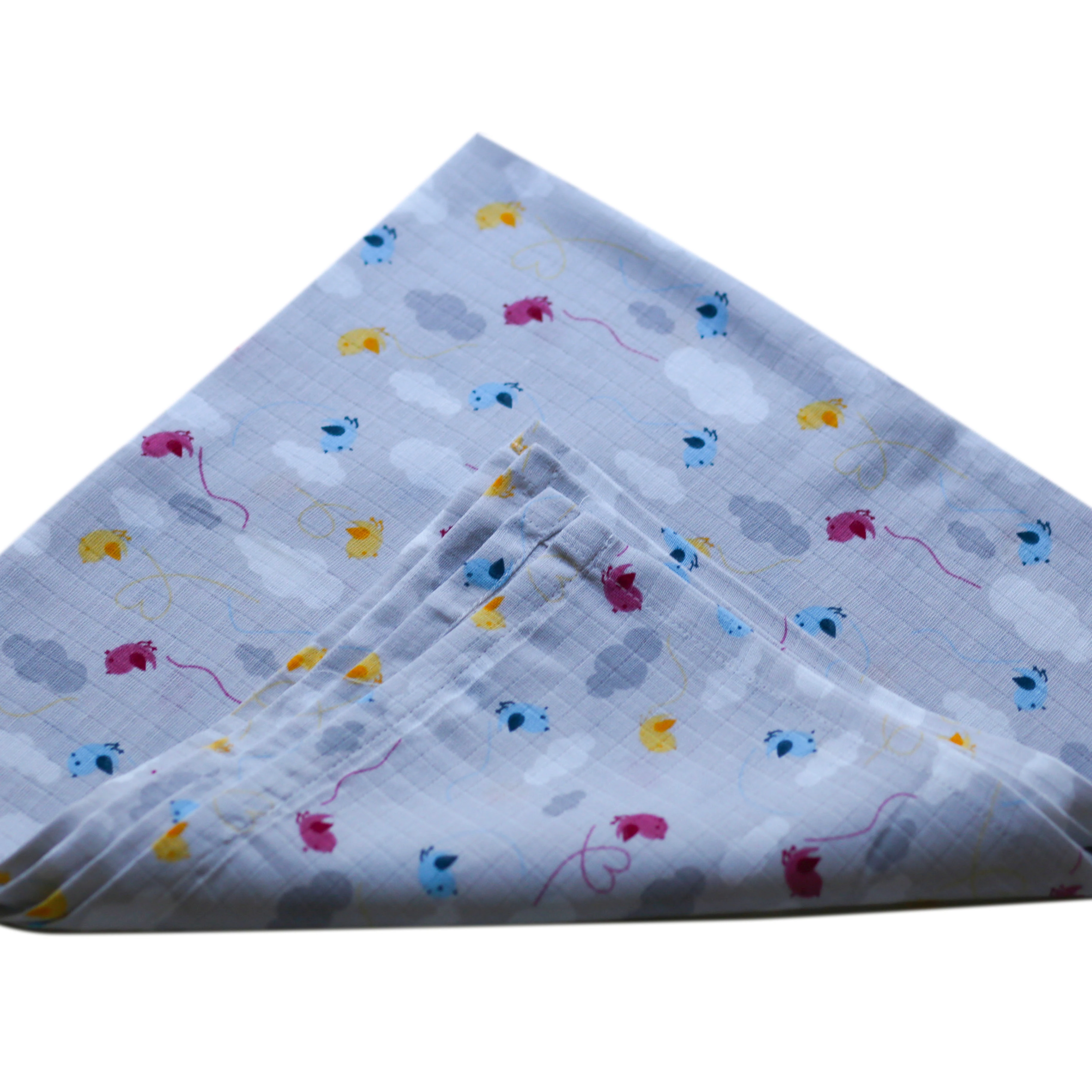 Bird cloud pattern 100% cotton soft baby muslin fabric