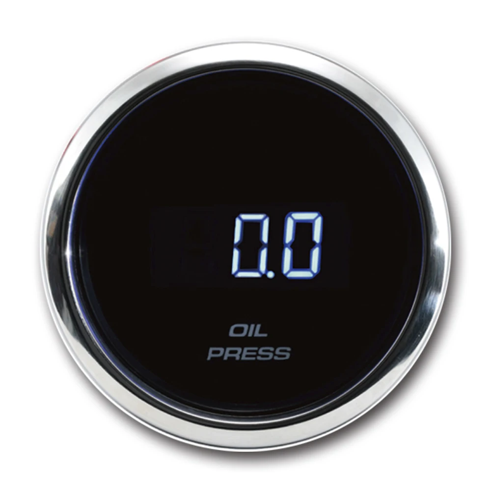 52mm digital black face blue LED waterproof rustproof oil pressure gauge for auto