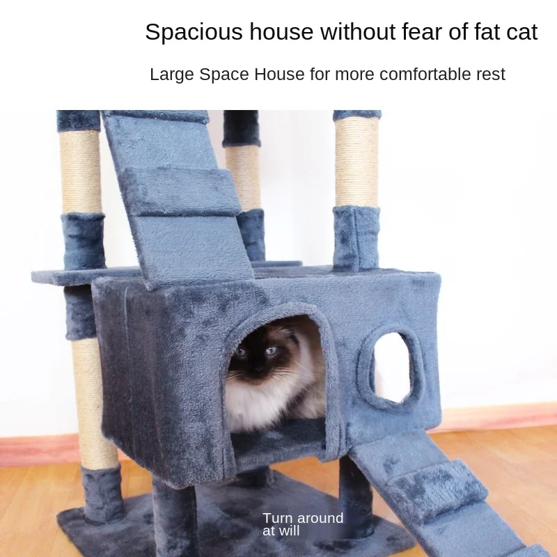 
64.5in extra large multi-level cat tree complex tree cat food 160 cm condo pet play house furniture activity scratcher 