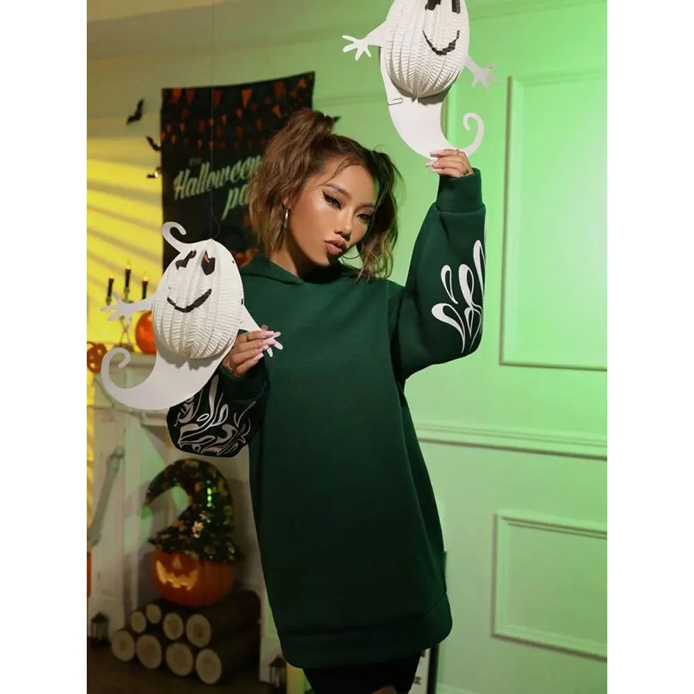 Women Clothing 100% Cotton Streetwear High Quality Pullover Oversize Hoodies For Women New Trendy Fire Graphic Print Hoodie