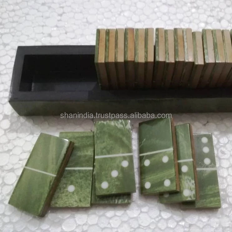 Resin inlay 28 chips and Tray Domino Games for Kids and Adults