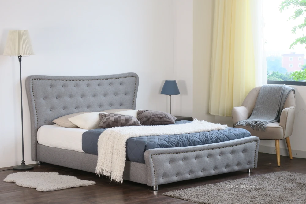 Outstanding 2019 Angelina Velvet Fabric Bed Furniture