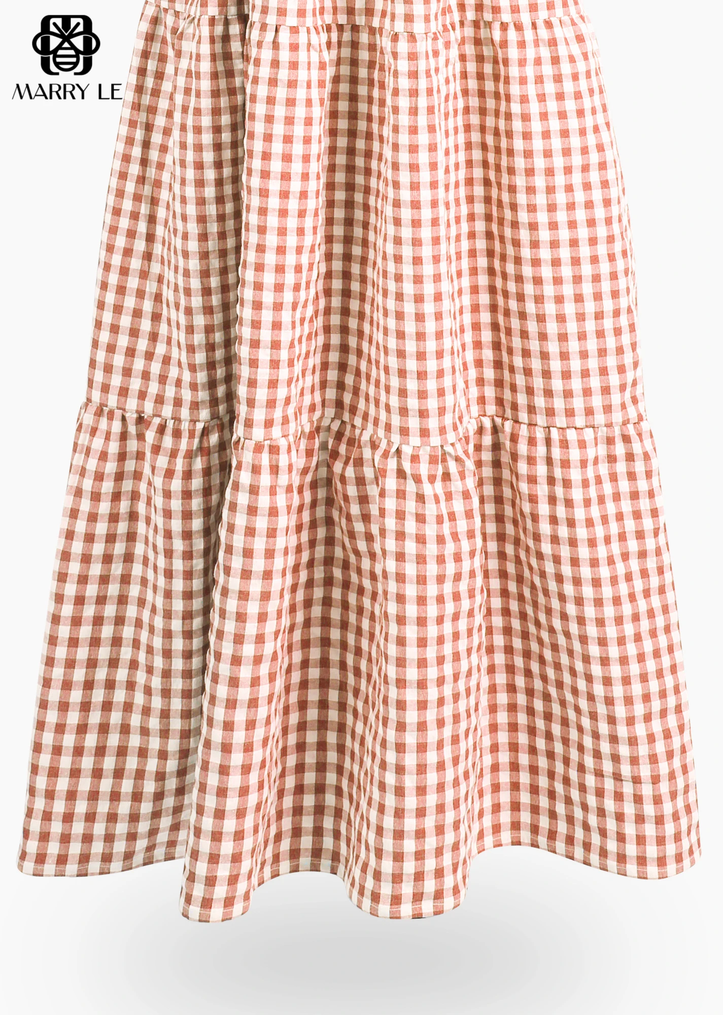 DEEP CARROT SEERSUCKER VOLUMINOUS DRESS shirred dress wholesale women dress OEM ODM Customized clothing - MD332