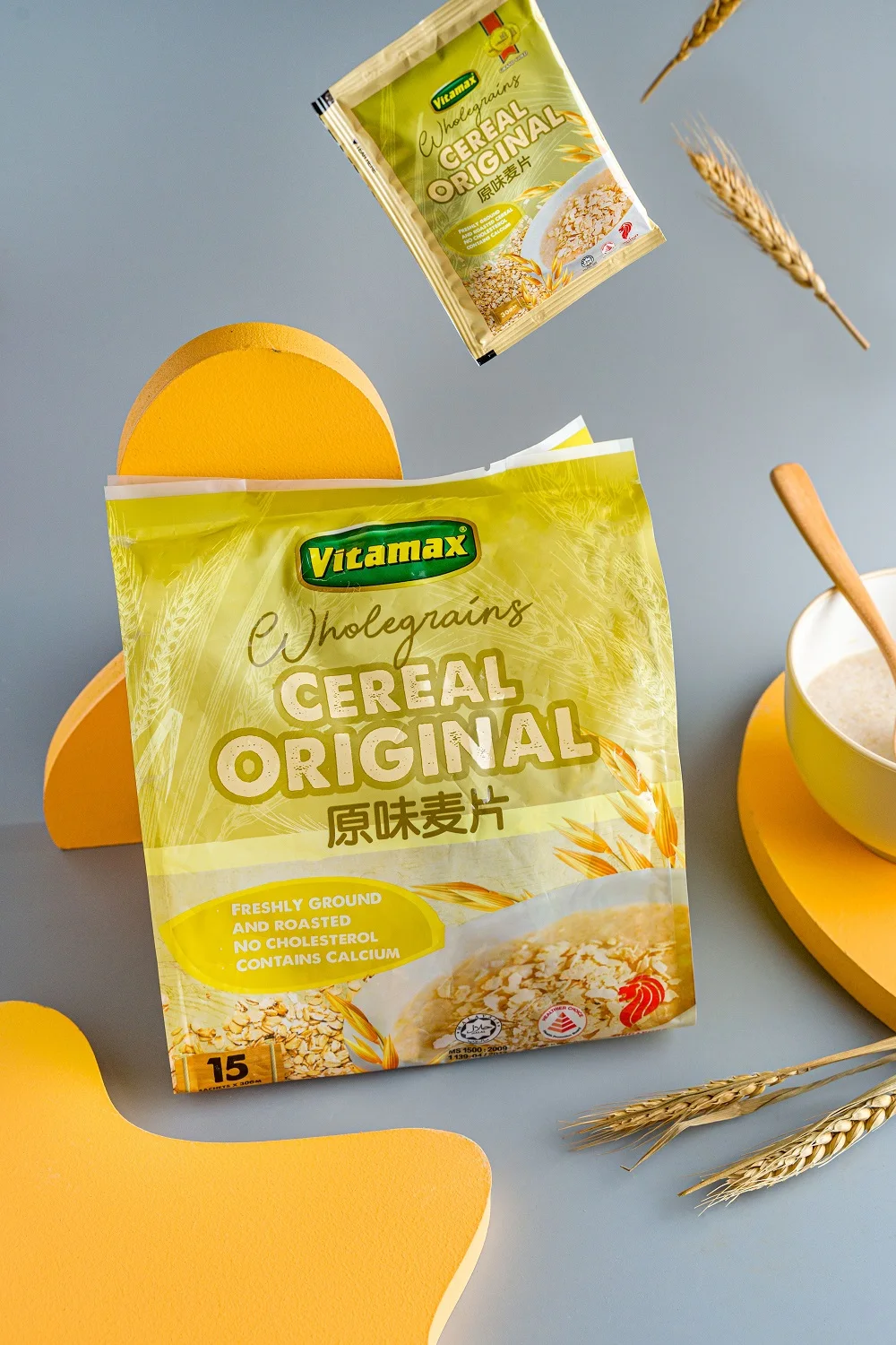 Low-Fat Energy Booster Wheat Breakfast Cereal Vitamax Instant Wholegrains Original Cereal 30g x 15s x 20p made from Malaysia