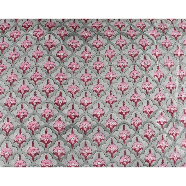 Floral Rose Pink 100% Cotton Quilting  by the yard Indian handblock Scarves Decorative Fabric