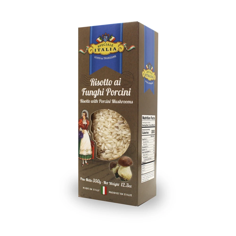 High quality Italian Artisan Handmade  Risotto whit Porcini Mushrooms Pasta in bag 350g