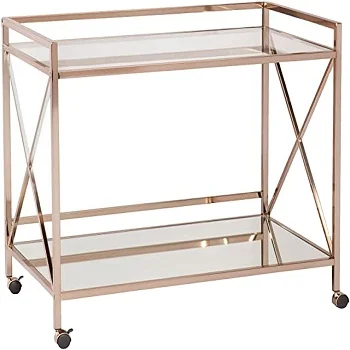Simple Design Home Furniture 2 Tier & 3 Tier Gold Glass Bar Cart For Home/ Office Decorative From India
