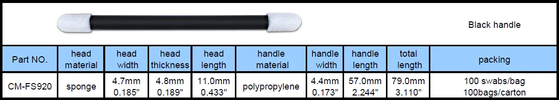 Black handle double round head polyester swab for cleaning electronics and Devices. (Wholesale Best Price)